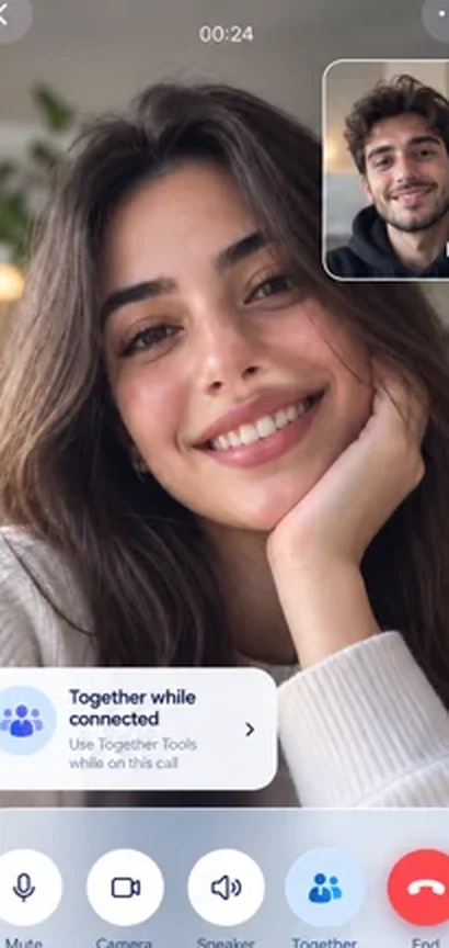 LOOK video call concept screen showing an active call