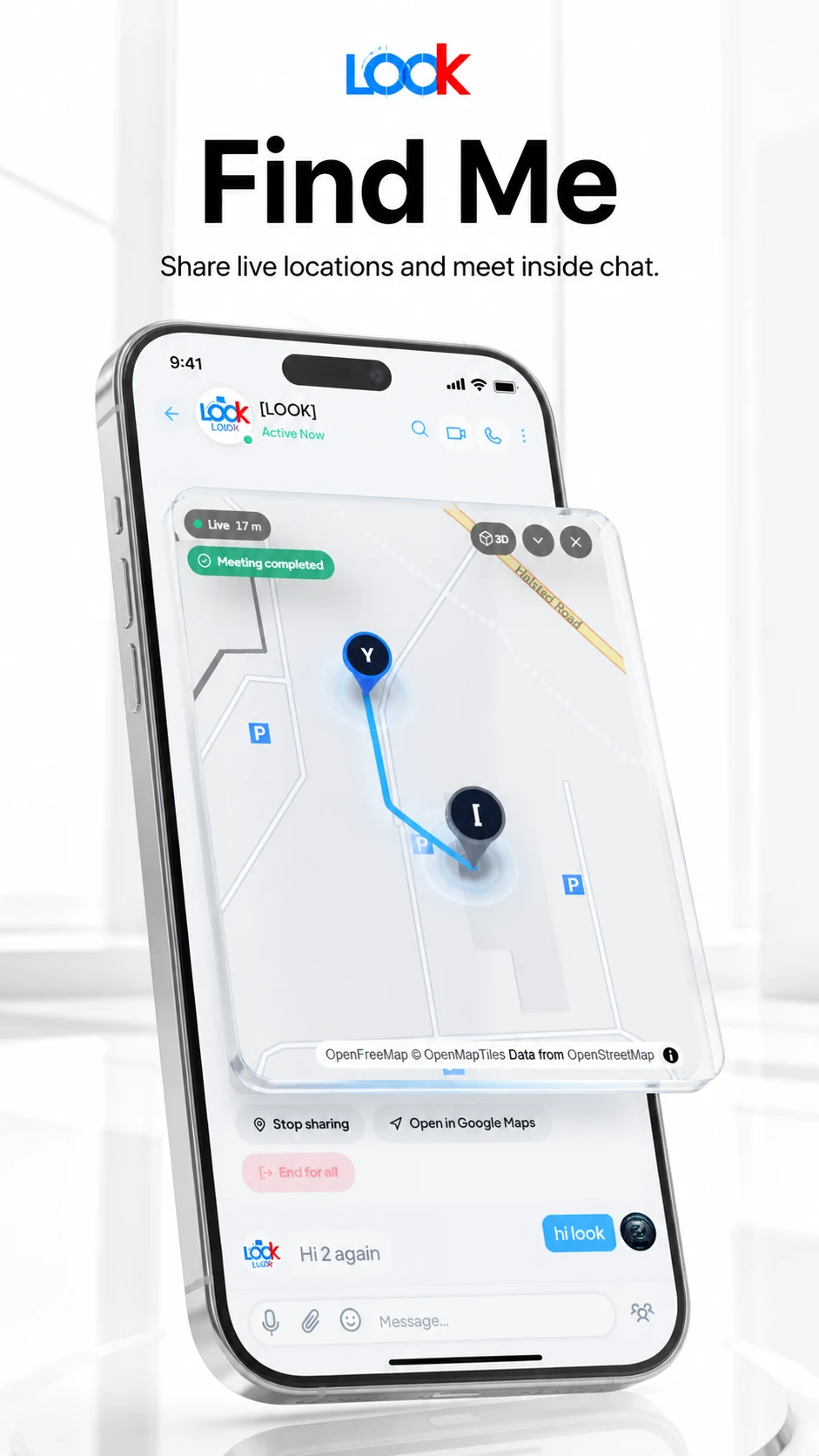 Find Me live navigation on a phone