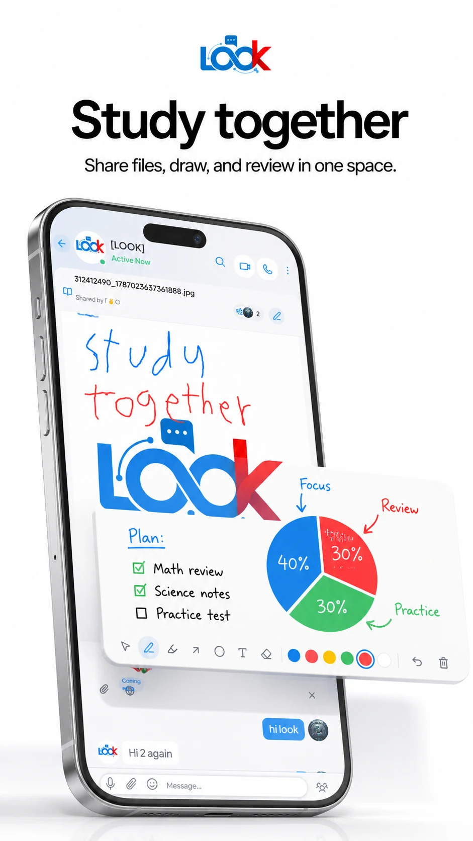Study Together shared board with notes and plan