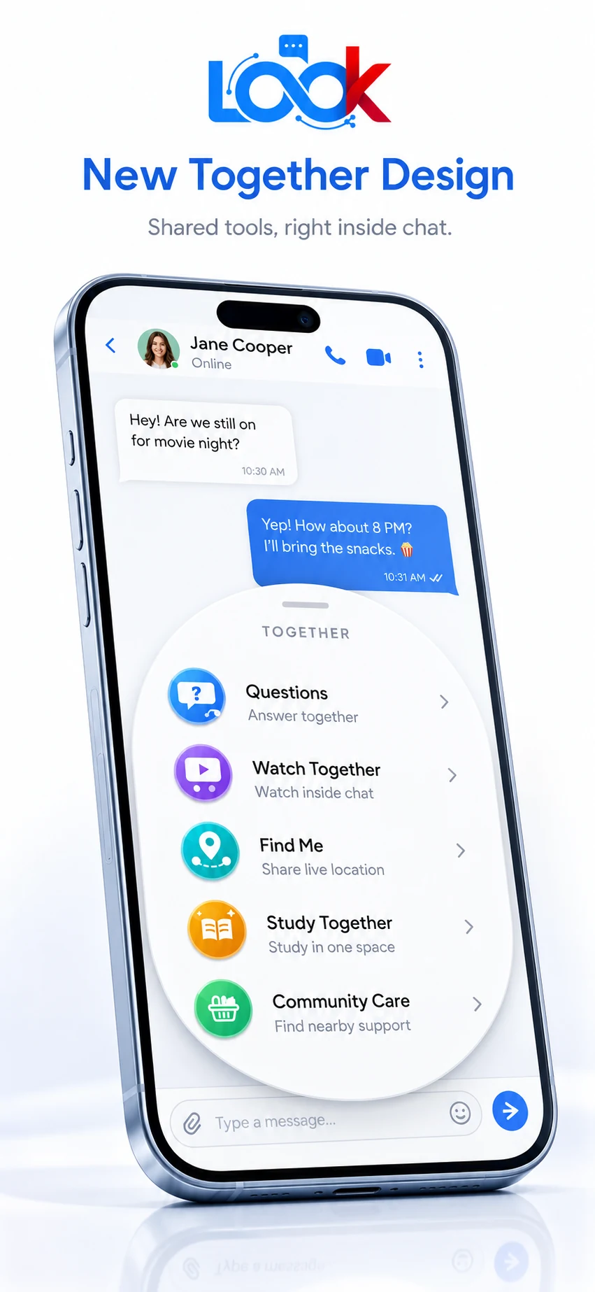 The Together tools menu inside a LOOK chat