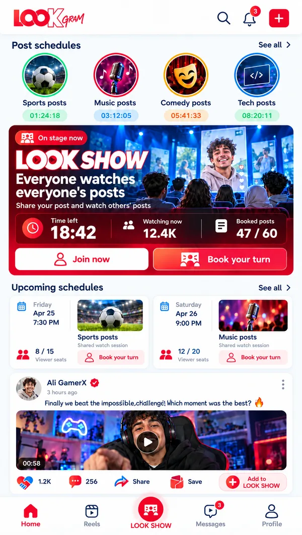 Scheduled LOOK SHOW sessions